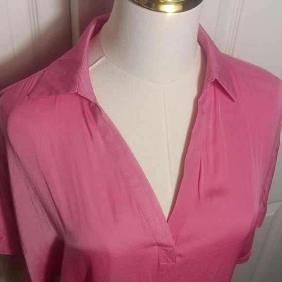 Naked Zebra Bubble Gum Punk High-low Collared Satin Blouse - Small - Picture 4 of 12